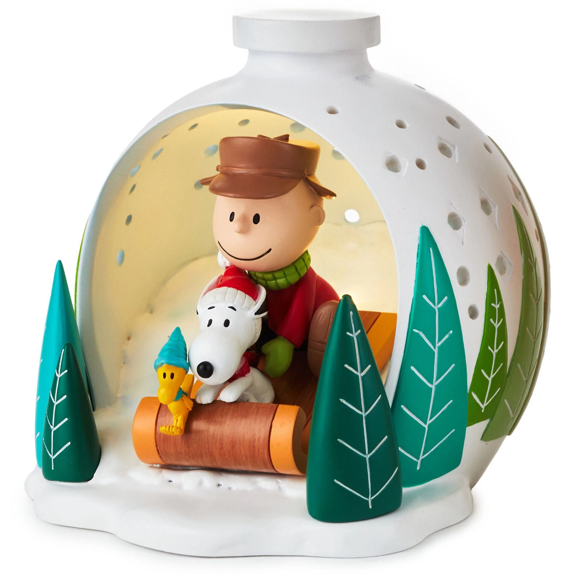 Hallmark Peanuts® Charlie Brown, Snoopy And Woodstock On Sled Light-Up Figurine, 4.6" 1 Hallmark Peanuts® Charlie Brown, Snoopy And Woodstock On Sled Light-Up Figurine, 4.6"