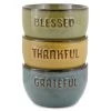Grateful Thankful Blessed Glazed Ceramic Bowls, Set Of 3