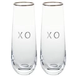 Hallmark XO Stemless Champagne Flutes, Set Of 2