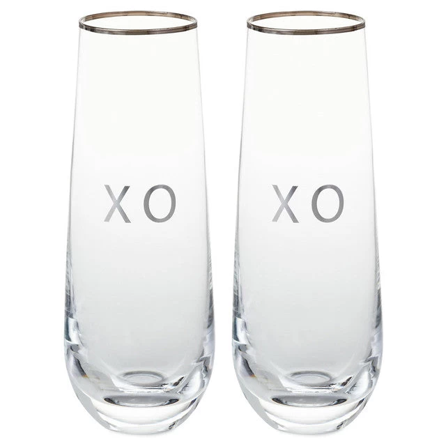 Hallmark XO Stemless Champagne Flutes, Set Of 2 1 Hallmark XO Stemless Champagne Flutes, Set Of 2