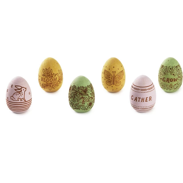 Hallmark Decorative Wooden Easter Eggs, Set Of 6 1 Hallmark Decorative Wooden Easter Eggs, Set Of 6