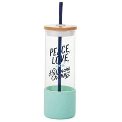 Hallmark Hallmark Channel Peace & Love Glass Water Bottle With Straw 22 Oz.